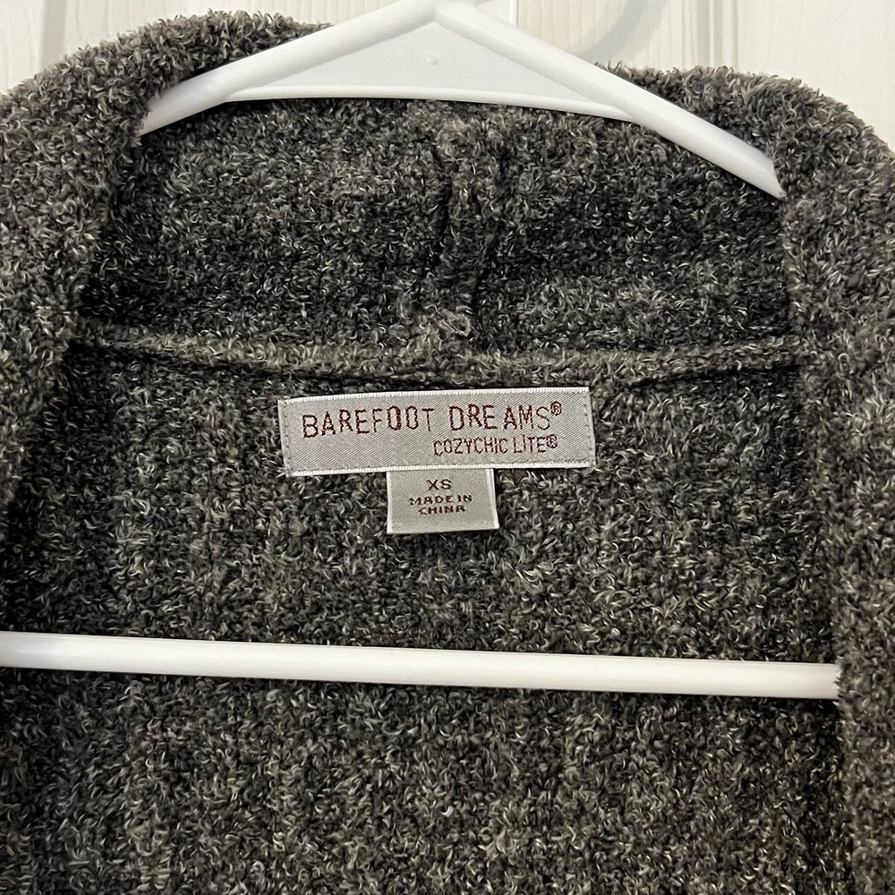 Barefoot Dreams CozyChic Lite Gray Cardigan Long Size XS Open Front knit comfy - Picture 4 of 9
